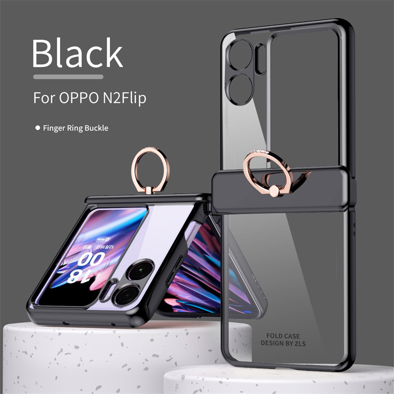 Custodia telefono con fibbia ad anello OPPO Find N2 Flip Clear Glass Cerniera magnetica Scocca pieghevole elettrolitica