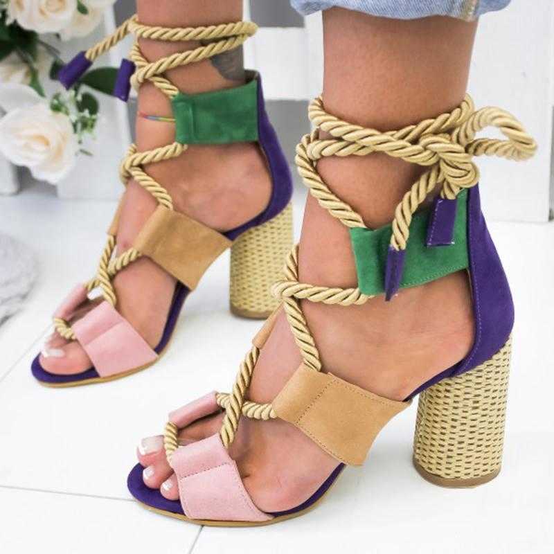 Сандалии Akexiya Женщины Lace-Up Summer Shoes heals каблуки заостренные рыб