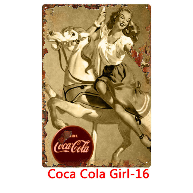 Retro cola menina lata lin signo sexy girl metal poster sexy pin up menina maca de ferro vintage pub cerveja bar da parede decoração cola sinal decoração de casa homem cave dama poster tamanho 30x20cm w01