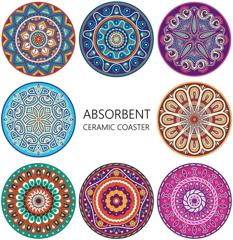 Vente en gros 10cm Dessous de Verre en Céramique pour Boissons Tapis de Base en Liège avec Support pour Amis Anniversaire Drôle Pendaison de Crémaillère Appartement Cuisine Bar Décor Convient pour Table Basse