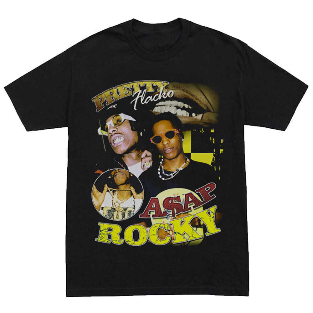 T-shirts pour hommes Rapper ASAP Rocky Graphic Aesthetics T-shirts Hip Hop Coton À Manches Courtes Lâche Casual Couple T-Shirt Harajuku Streetwear Tshirt L230224