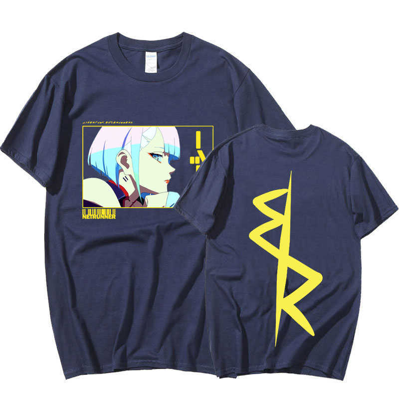 T-shirty męskie japońskie Anime Lucy Cyberpunk Edgerunners t-shirty T Shirt dla mężczyzn z krótkim rękawem T Shirt ponadgabarytowe przytulne Harajuku Streetwear topy L230224