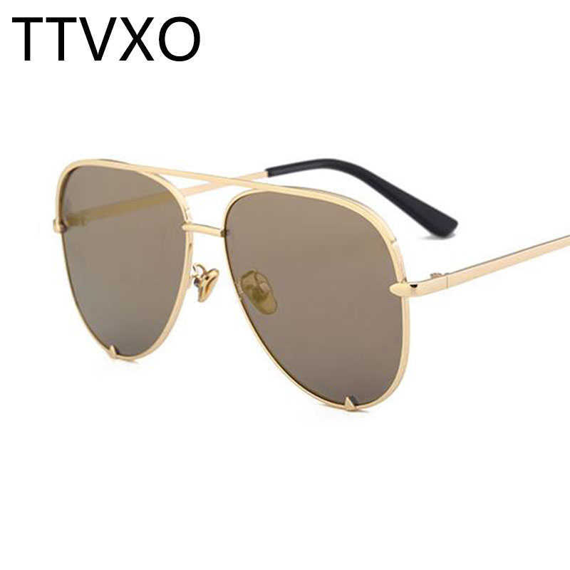 Sunglasses Luxury Mirror Sunglasses Fashion Flat Top Rose Gold Glasses Women Men Shades UV400 Sun Glasses Female Gafas De Sol G2302098