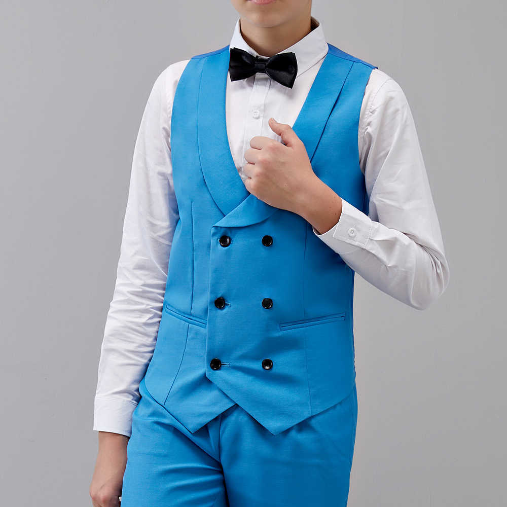 Ensembles de vêtements Garçons Costume formel Mariage Campus Dent Tuxedo Robe Gentleman Enfants Veste Gilet Pantalon Cérémonie Come Blue W0224