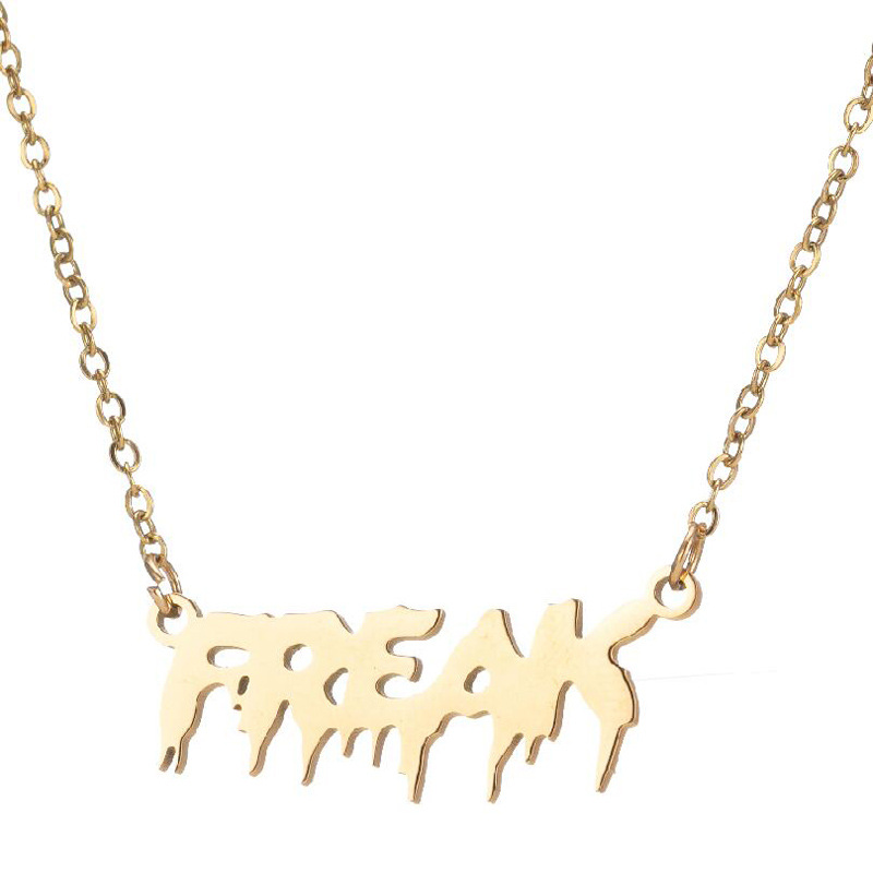 Freak Lettre Colliers En Acier Inoxydable Gothique Punk Hip Hop Art Anglais Mot Initiale Pendentif Chaîne Sautoirs Collier Bijoux