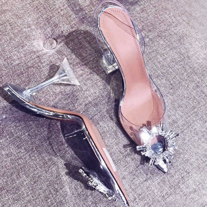 Sandalias de lujo para mujer, zapatos de tacón alto de PVC transparente, zapatos sexis con punta estrecha, sin cordones, para fiesta de boda, marca de moda para mujer Y2302