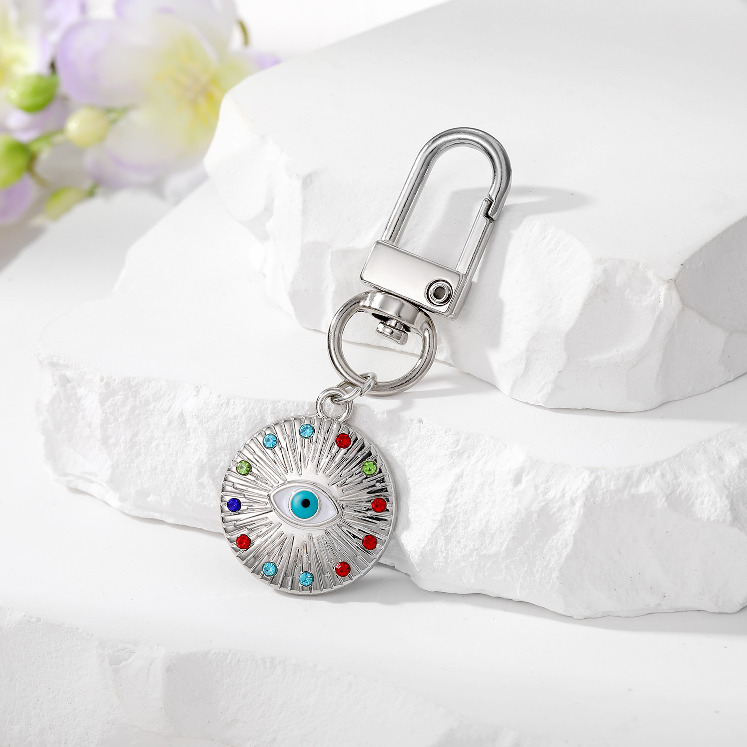 Mode Bohème Style Porte-clés Pendentif Creative Diamant Oeil Du Diable Porte-clés Bijoux Accessoire En Vrac