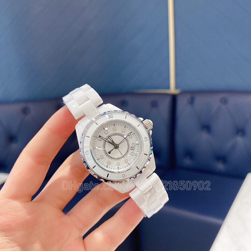 Uitstekende horloges zwart keramiek 38 mm limited edition quartz polshorloge diamant markers kaliber zwarte wijzerplaat doos papieren witte wijzerplaat wo258k