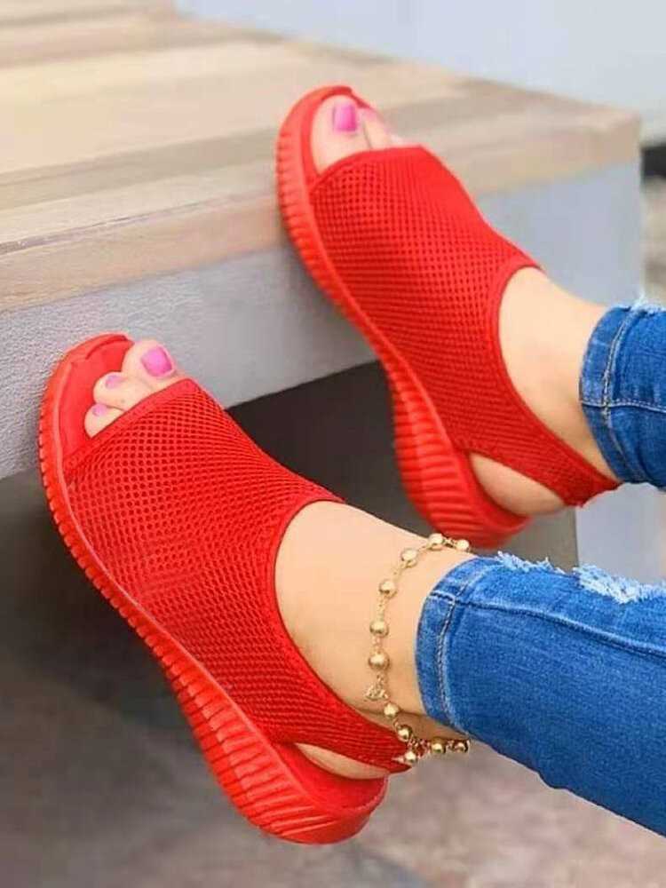 Sandalen dames schoenen zomer 2022 mesh vis platform dames gesloten teen wig dames licht casual zapatillas muje y2302