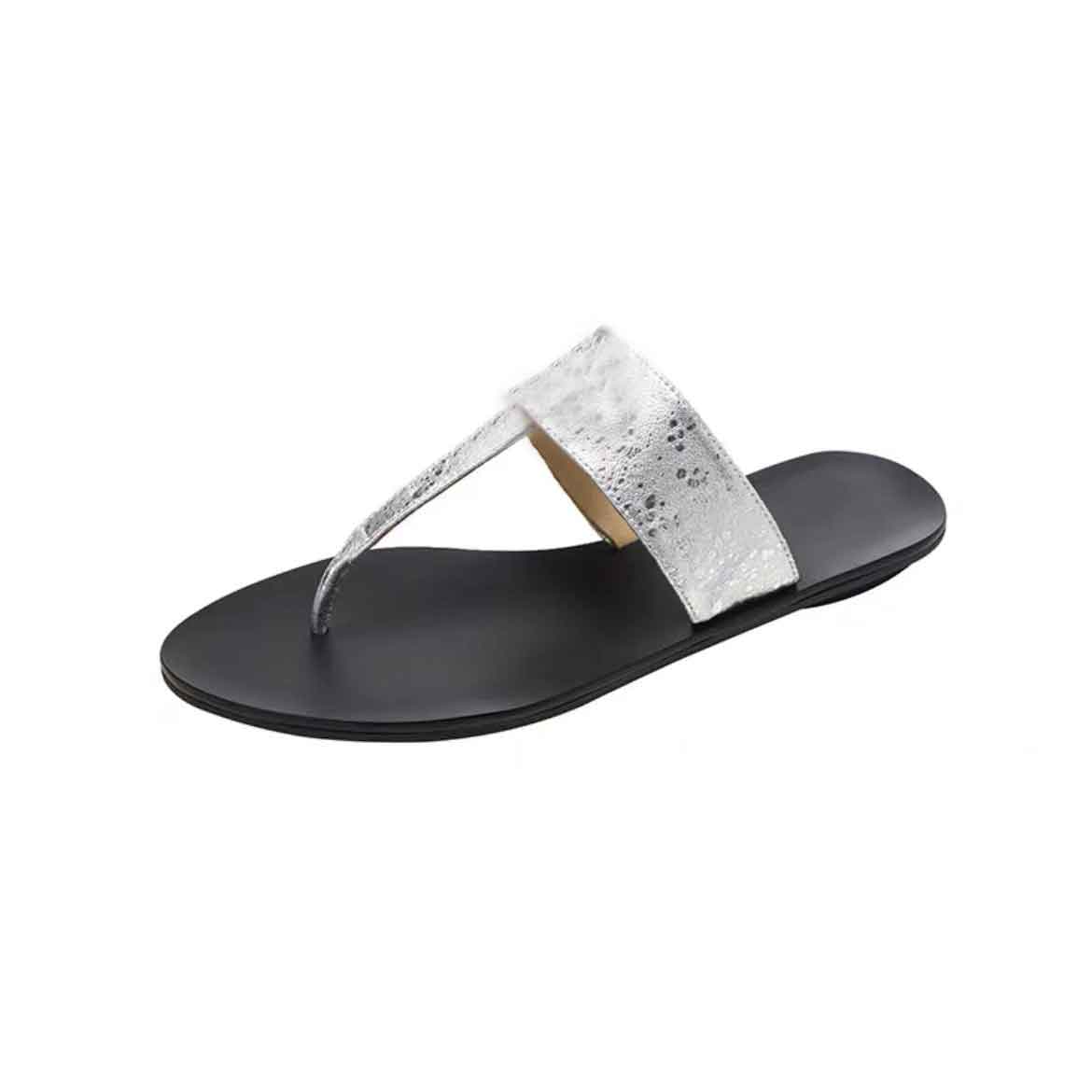 New Luxury Slippers Flip-flops Designer leather Thong Sandals double letter metal label fashion classic flats summer beach indoor classic slippery sandals