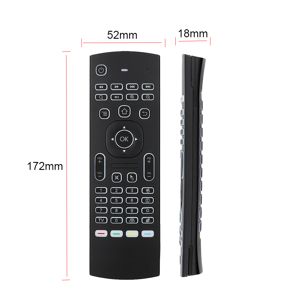 2.4G MX3 X8 Air Mouse Mini tastiera retroilluminata Telecomando Tastiera di gioco wireless con sensore di movimento Smart TV Box Android con MIC