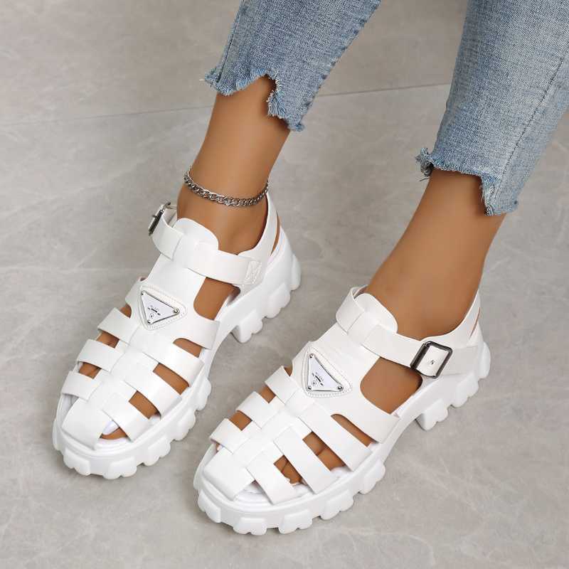 Sandaler Kvinnors plattform Non-Slip Buckle Block Heel Roman Shoes Summer Casual Beach Femme Sandalias Mujer 2023 Y2302
