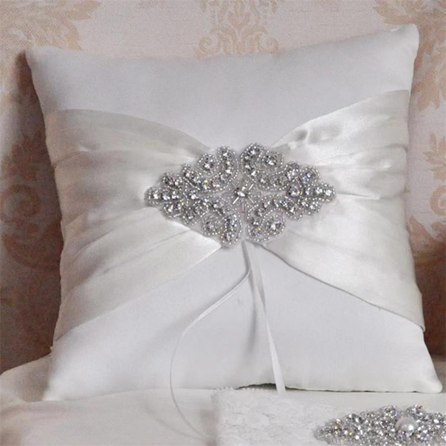 Bröllopsfest leveranser Occidental Western Wedding Supplies Mesh Silver Bridal Ring Pillow