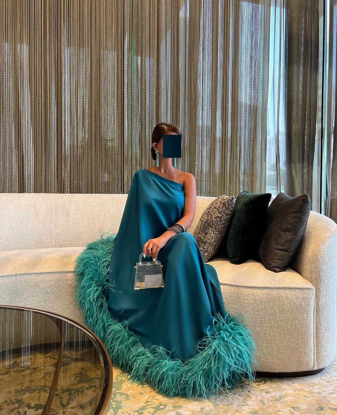 Robes de soirée Xijun Dubai vert plumes robes de soirée en satin une épaule plissée ruché saoudien arabe femmes formelles robes de bal