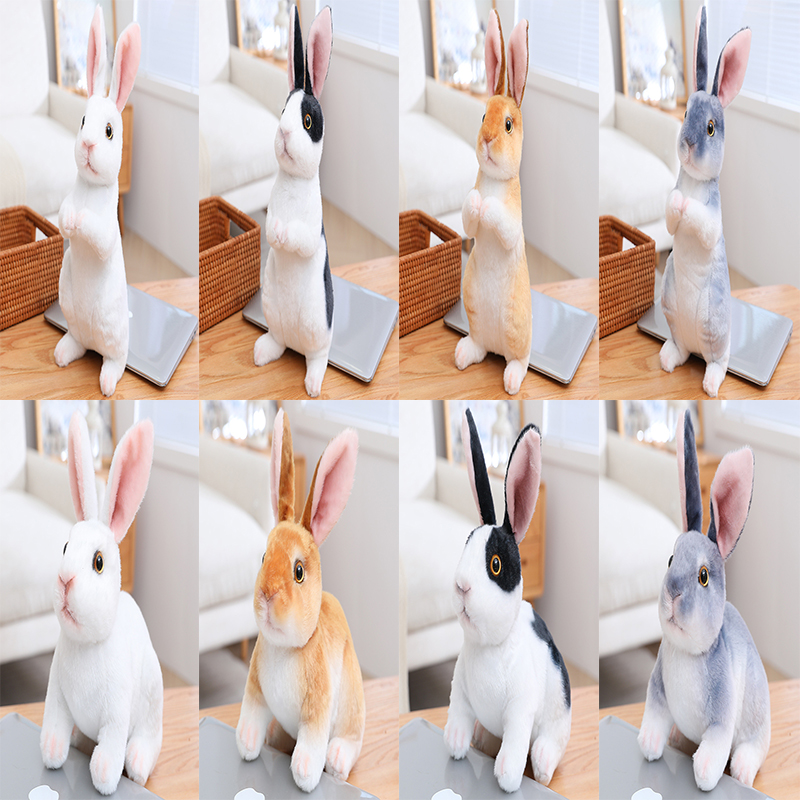 Manufacturers wholesale 4-color squatting and standing Easter rabbit plush toys Easter dolls and children's holiday gifts