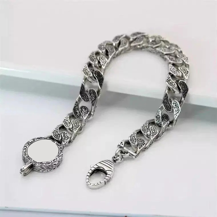 Braccialetti di fascino GEWEY DESIGNER GEWEY LETTERE G Bracciale a catena d'argento doppia g uomini e donne coppie bijoux cjewel292j