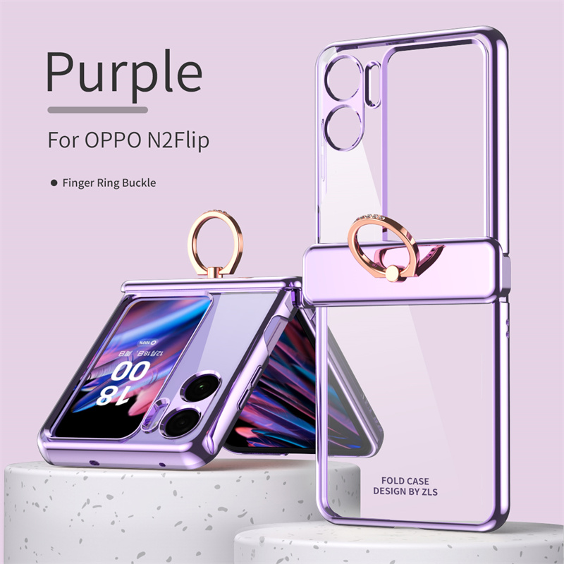 Custodia telefono con fibbia ad anello OPPO Find N2 Flip Clear Glass Cerniera magnetica Scocca pieghevole elettrolitica