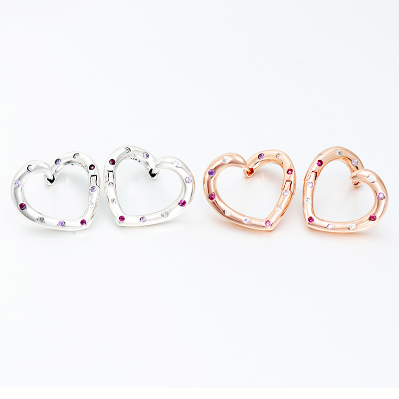 Orecchini a cerchio cuori d'amore scintillanti pandora vera sterling in argento cz designer di matrimoni di design donne orecchini di lusso in oro rosa con scatola originale