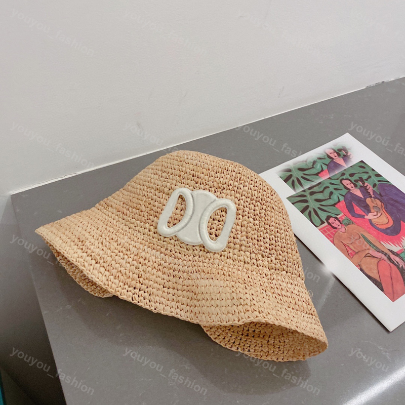 Vävning hink hatt designers kvinnor halm hattar mens keps c sunhats lyxiga motorhuven beanie cap strand sommar casquette 2023