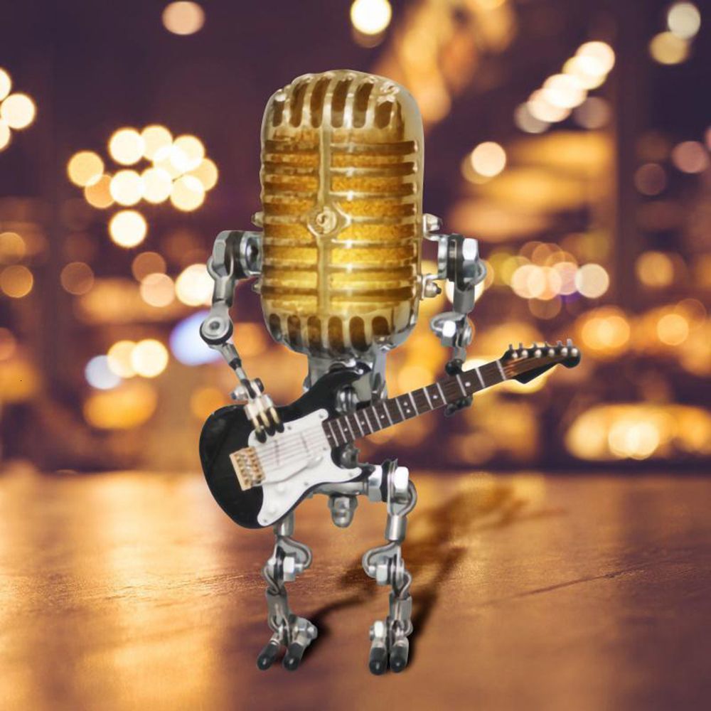 Objets décoratifs Figurines modèle USB fer forgé rétro lampe de bureau décorations Robot Microphone pour jouer de la guitare 230224332c