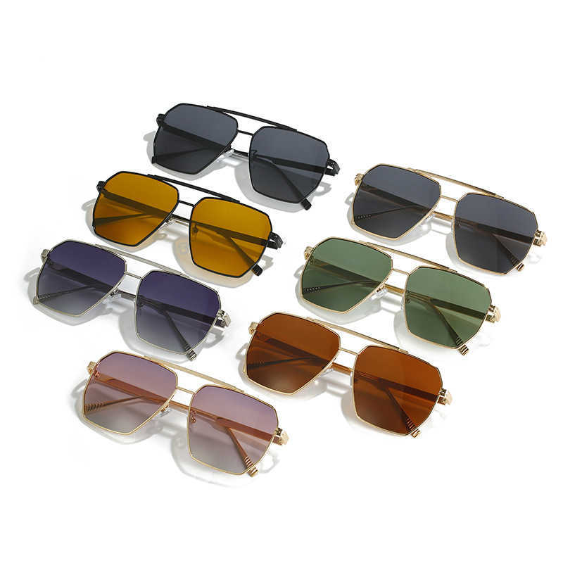 Okulary przeciwsłoneczne Retro ponadgabarytowe kwadratowe spolaryzowane okulary przeciwsłoneczne kobieta wysokiej jakości metalowe okulary ochronne UV mężczyźni klasyczne marki modne okulary przeciwsłoneczne G230223