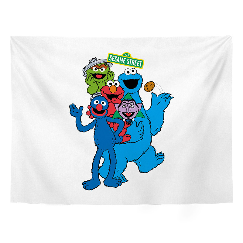 Tapestry Söt Sesame Street Cartoon Doll Birthday Present Hanging Tyg Bakgrund Hängande Tyg Homestay Bedroom Tapestry6599930