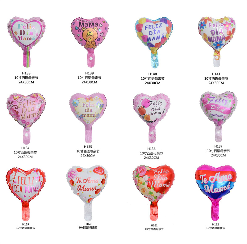 10inch Heart Spanish Happy Mother's Day Balloon Heart Shape Mama Feliz Dia Foil Balloon Mother Party Decoration Air Globos