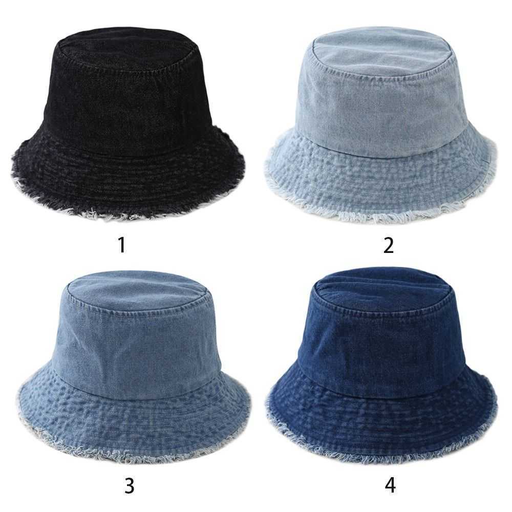 Brede rand hoeden mannen vrouwen denim stijl vintage zomer emmer hoed visser cap zonnebrandcrème hoed bob hoed g2302244