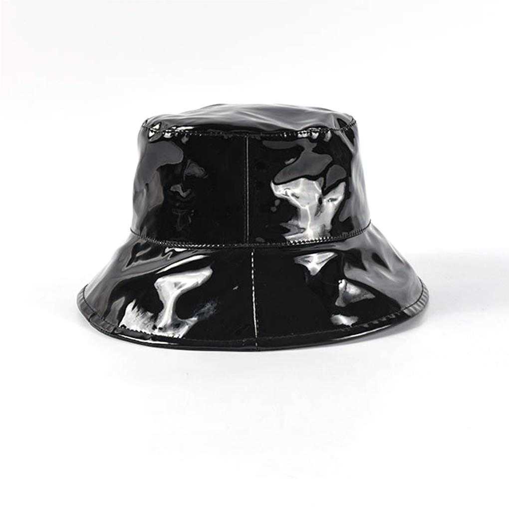 Large Brim Chapeaux Seau Chapeau Imperméable Pluie Caps Mode Noir En Cuir Verni Solide Couleur Rétro Rue Hip Hop Pêche Bonnet Beach Party G230224