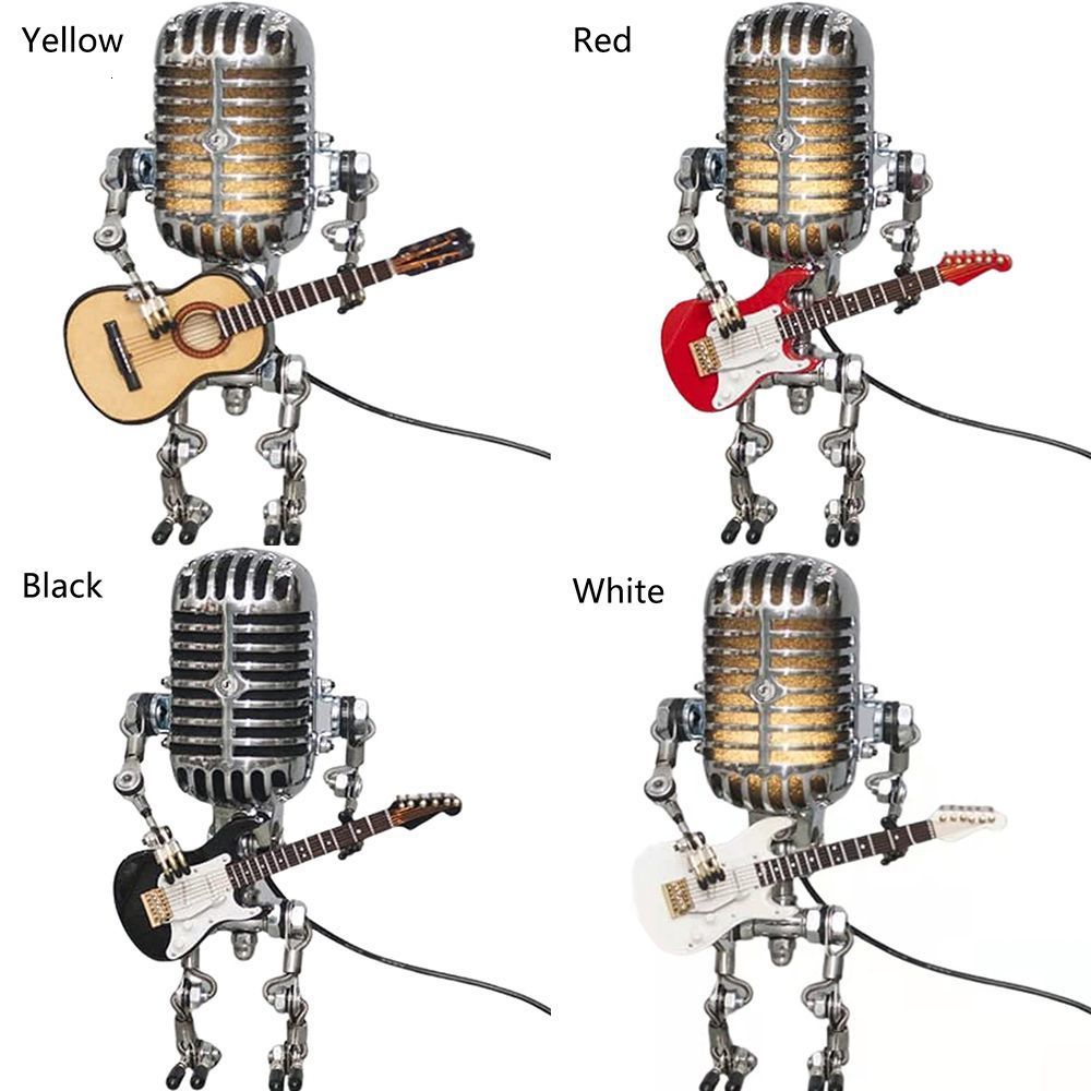 Objets décoratifs Figurines modèle USB fer forgé rétro lampe de bureau décorations Robot Microphone pour jouer de la guitare 230224332c