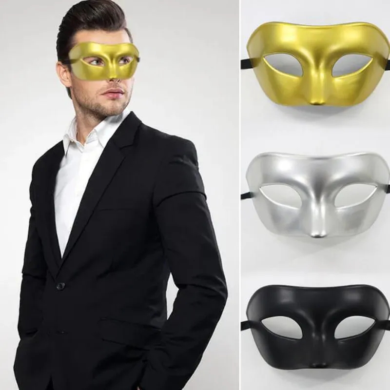 Человек наполовину лицо архаистическая партийная маски антикварные классические мужчины маска Mardi Gras Маскарад венецианский костюм маски 50 шт. Серебряное золото белые черные