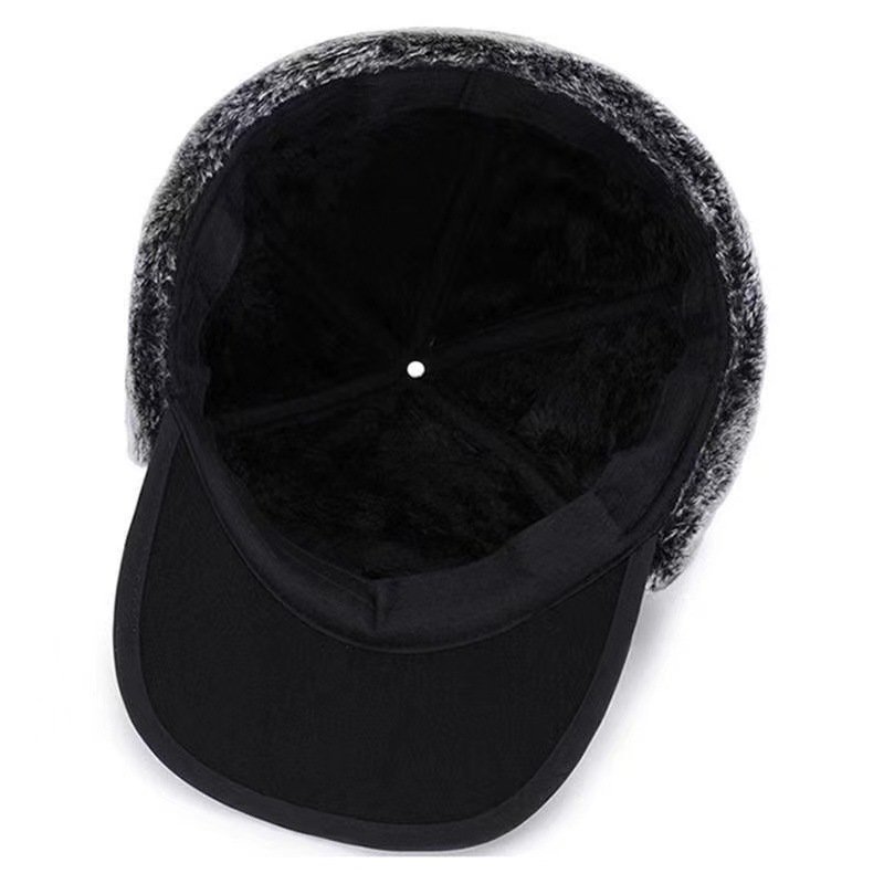 Autumn and Winter Mid-elderly Hat Trapper Hats Riding Windproof Cord Thickened Velvet ear Hat