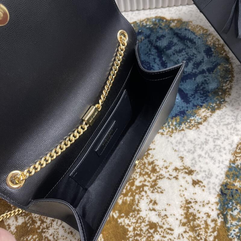 Realfine Bags 5A 354119 Kate Medium Chain Grain De Poudre Embossed Leather Shoulder Handbag For Women with Dust Bag Box