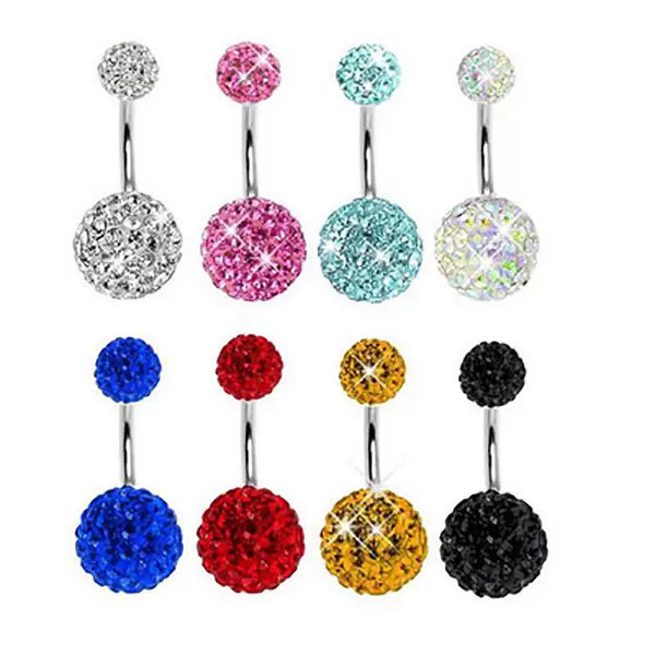 Quality Stainless steel crystal ball belly ring Sexy Navel Bell Button Rings Piercing Navel Piercing Jewelry women body jewelry will and sandy