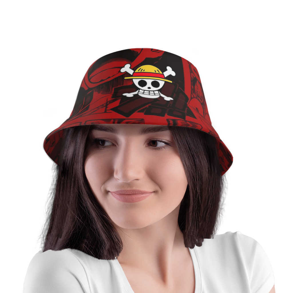 Chapéus de aba larga Novo poliéster unissex One Piece Anime Balde Hat Women Autumn Proteção solar Men Panamá Homem ao ar livre Pesca pescador chapéus G230224