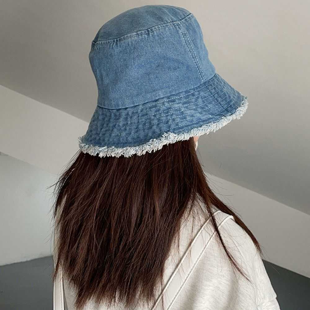 Brede rand hoeden mannen vrouwen denim stijl vintage zomer emmer hoed visser cap zonnebrandcrème hoed bob hoed g2302244