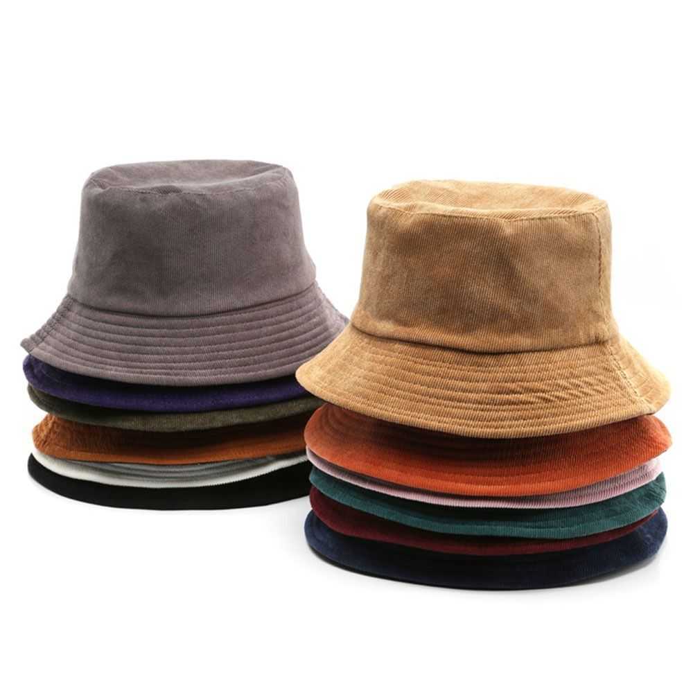 Wide Brim Hats New Autumn Winter Retro Corduroy Bucket Hat Fashion Designer Streetwear Fisherman Caps Hats Beach Cap Outdoor Unisex Panama Hat G230224