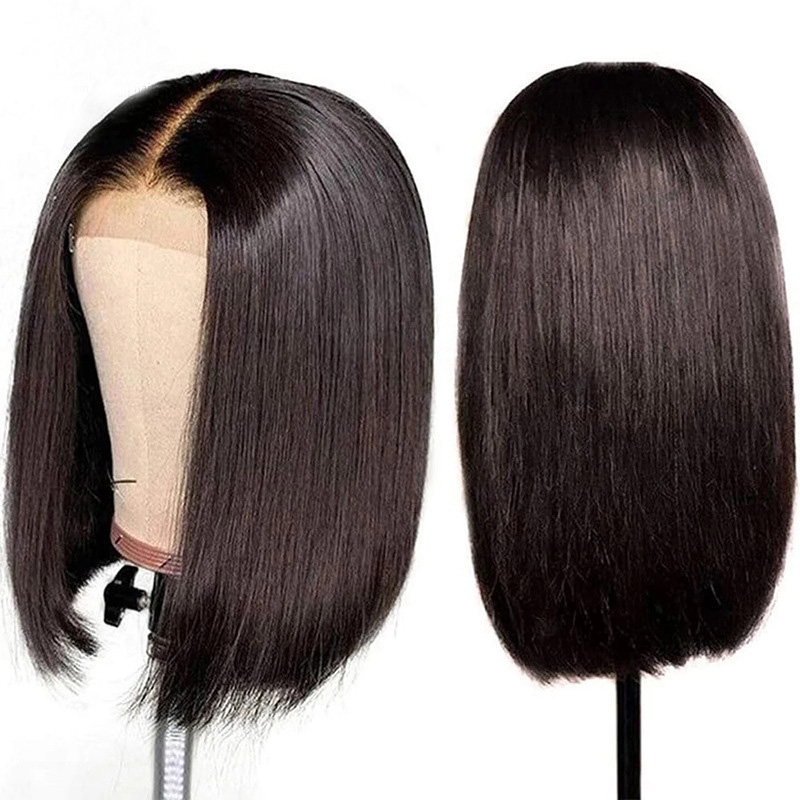 Chinese 100% Human Hair Double Drawn Bone Straight 13X4 Lace Frontal Bob Wig Jerry Curly 10-14inch 150% 180% 210% Density