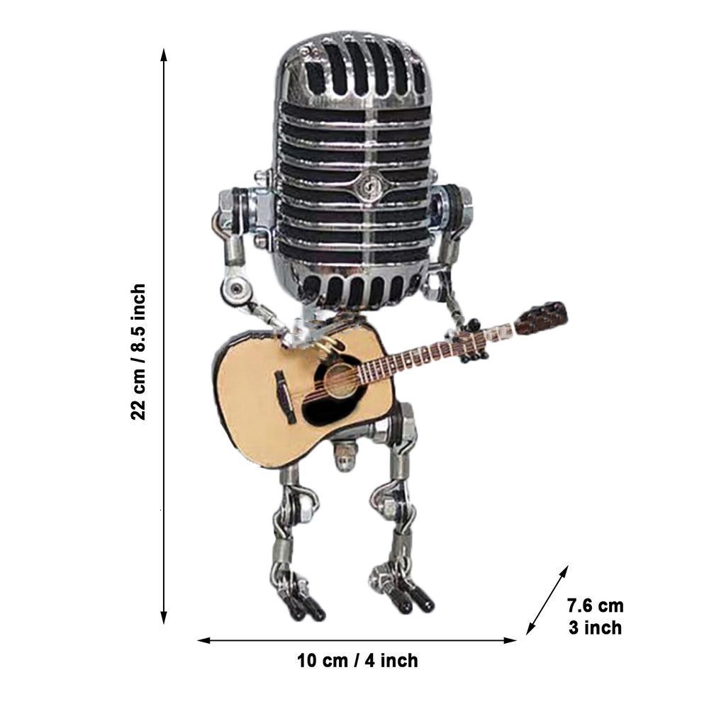 Objets décoratifs Figurines modèle USB fer forgé rétro lampe de bureau décorations Robot Microphone pour jouer de la guitare 230224332c