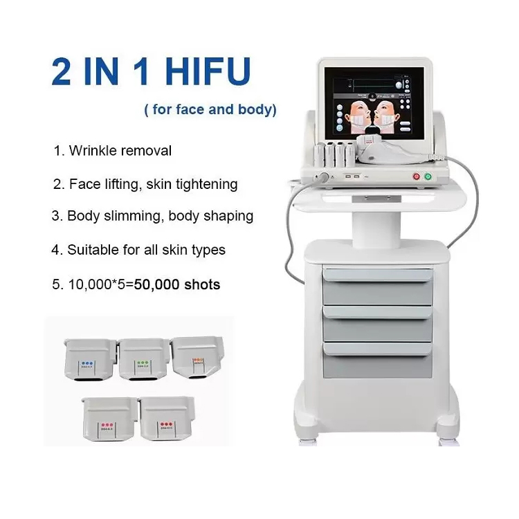 Machine HIFU Ultrasons focalisés à haute intensité Autre équipement de beauté Face Face Soule Renvoi de rides Corps minceur pour la machine de beauté Salon Hifu avec 5 cartouches