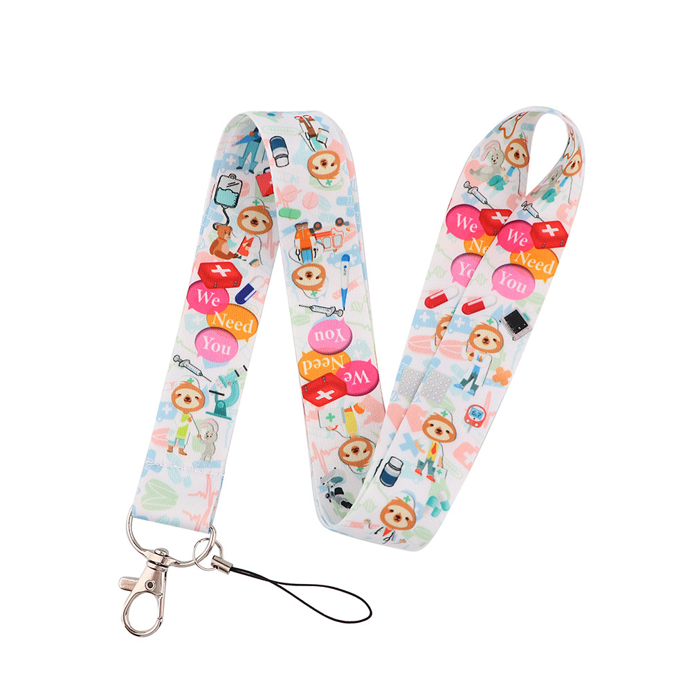 / Fashion Accessories Nursing Design Neck Strap Polyester Cartoon Nurse Hospital Medical Print Lanyard For Healthcare Worker Accessories