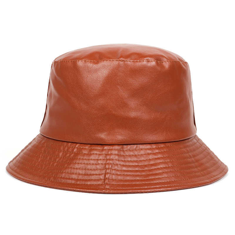 Sombreros de ala ancha Nueva moda sombrero de cubo sombreros de cubo de piel sintética PU algodón sólido top hombres y mujeres moda cubo gorra Panamá pescador gorras G230224