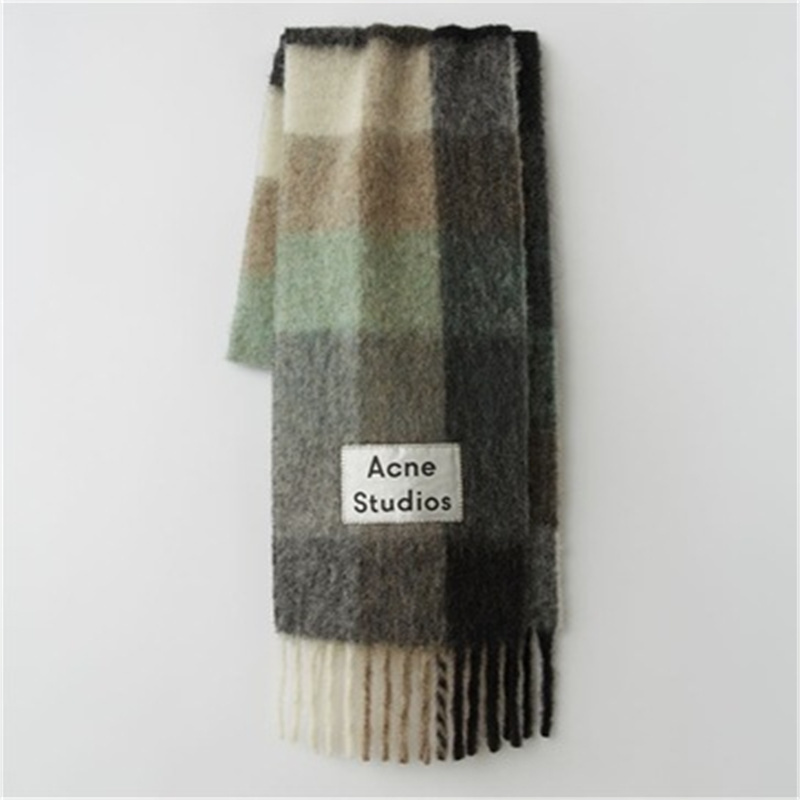 Scarves Winter sheep camel hair wool mohair rainbow plaid scarf shawl for men and women