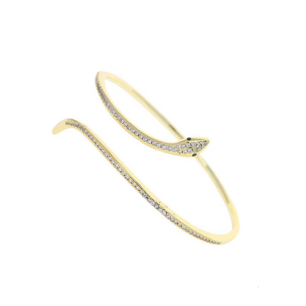 Catena a maglie New Gold Silver Color CZ Open Adjusted Cute Animal Snake Bracciale le donne Gioielli Fashion Iced 5A CZ Pavé Open Cuff Bangle G230222