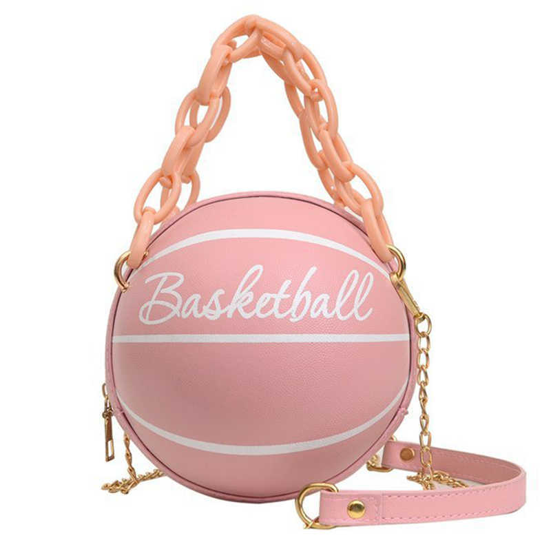 Totes mode vrouwelijk leer roze basketbaltas 2023 nieuwe bal portemonnees voor tieners vrouwen schoudertassen crossbody ketting hand y2302