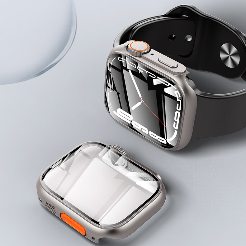 Titta på Cases Protector PC Refit Modification Case Tempered Glass för IWATCH 8 7 6 4 5 Uppgradering för Apple Watch Ultra Watch Case rostfritt stål