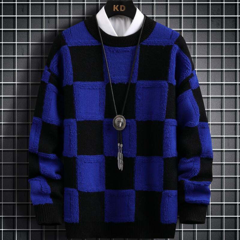 T-shirt da uomo Autunno Inverno Stile coreano Uomo Pullover Maglioni Maglione di cashmere caldo spesso di alta qualità Uomo Plaid di lusso Pull Homme 230225