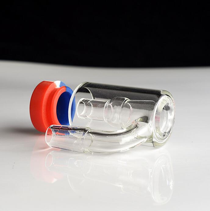 Nieuwste glazen bongs waterleidingen waterpijpolie olie dab rig catcher met kleurrijke siliconen deksel recht 14 mm mannelijke as rookverzamelaar voor rookaccessoire gereedschap