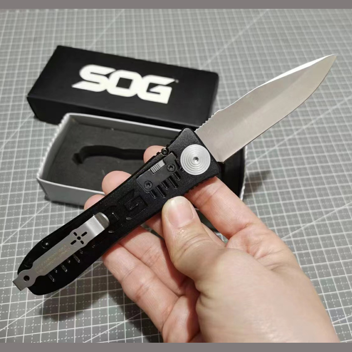 „Special Warfare Elite” SOG szybko otwierany automatyczny nóż składany ostrze D2 aluminiowa rękojeść camping outdoor EDC kieszonkowe noże