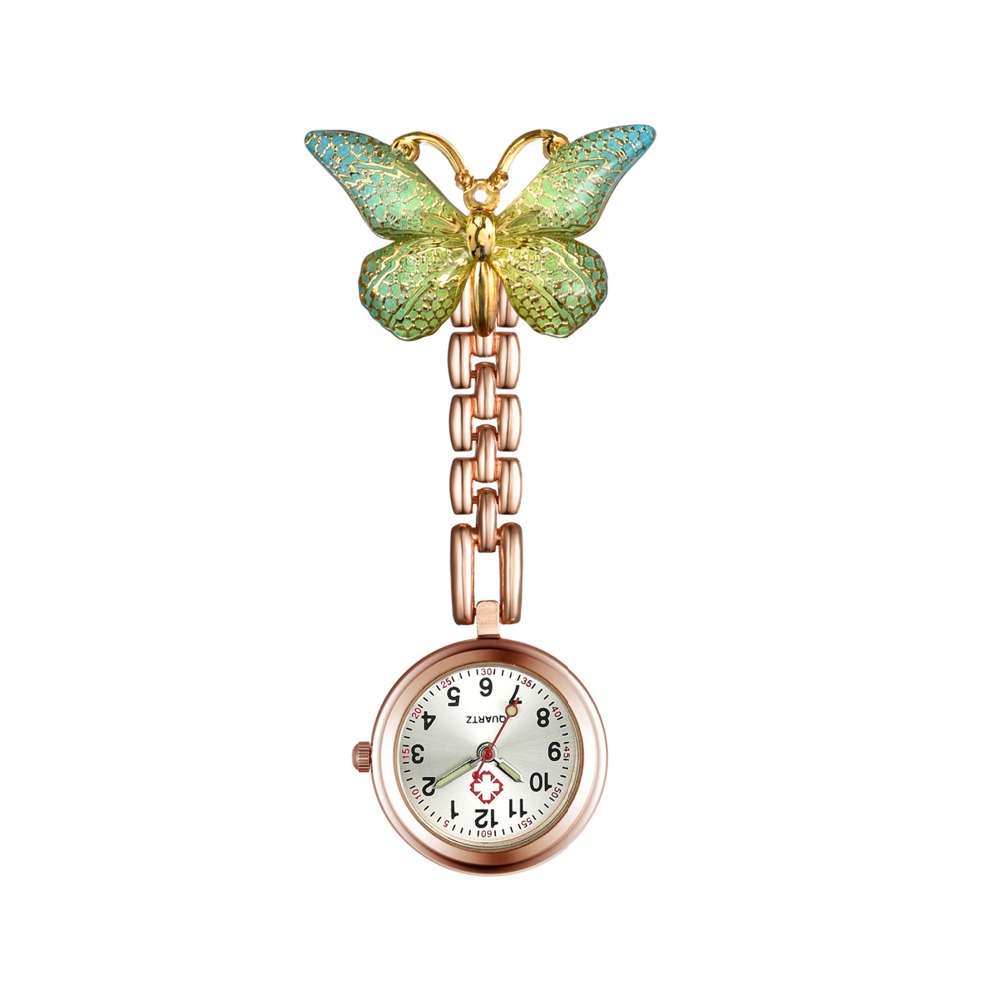 Fashion Butterfly Nurse Watch Women men Nursing Stainless Steel Watches Delicate Clip-On Brooch Quartz Hanging Pocket Fob Brooch Ladies Doctor Clock For Gifts